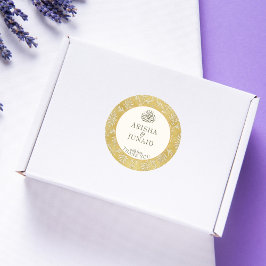 Pegatina Redonda Favor de la Boda Musulmana Real Islámica de Oro Da