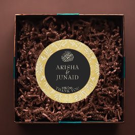 Pegatina Redonda Favor de la Boda Musulmana Real Islámica de Oro Da