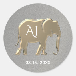 Pegatina Redonda Favor de la Boda Plata y Oro