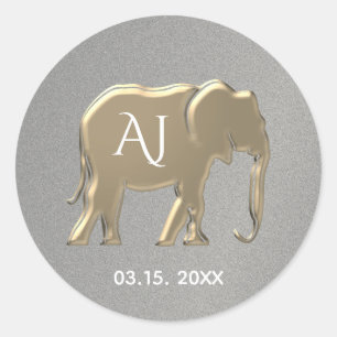 Pegatina Redonda Favor de la Boda Plata y Oro