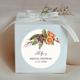 Pegatina Redonda Favor de la ducha de novia de navidad rusa