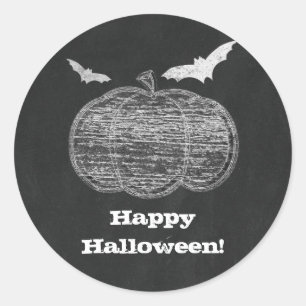 Pegatina Redonda Favor de la fiesta de Halloween de Chalk Pumpkin C