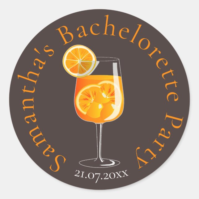 Pegatina Redonda Favor de la fiesta de la soltera personalizada (Anverso)