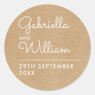 Pegatina Redonda Favor de letra elegante Kraft rústico