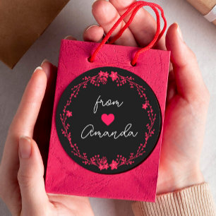 Pegatina Redonda Favor de nombre personalizado de corazón de redond
