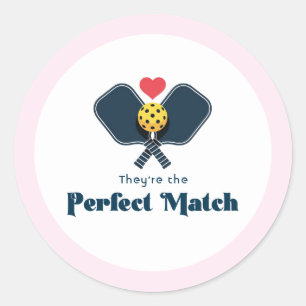 Pegatina Redonda Favor de pickleball elegante para pareja perfecta