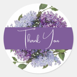 Pegatina Redonda Favor de Regalo de Boda de Lilas Púrpura