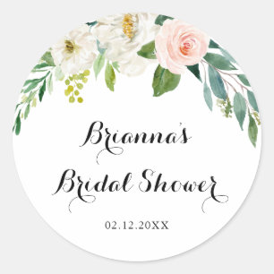 Pegatina Redonda Favor de Regalo de Despedida de Soltera con Follaj