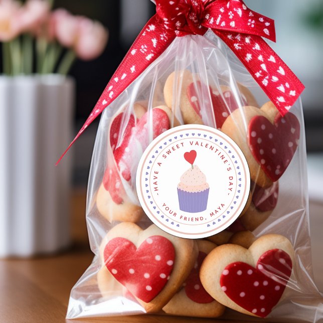 Pegatina Redonda Favor de San Valentín dulce (Sweet Valentine's Favor Classic Round Sticker)
