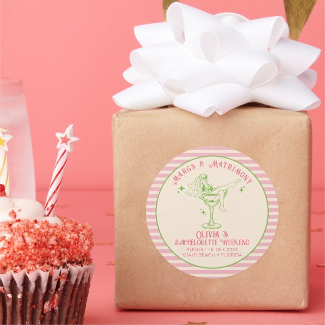 Pegatina Redonda Favor de soltera Retro Margs & Matrimonio (Fiesta)