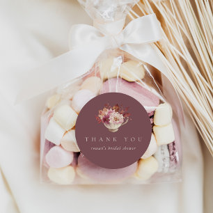 Pegatina Redonda Favor de té para despedida de soltera Otoño Hojas 