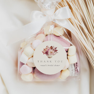 Pegatina Redonda Favor de té para ducha de novia de hojas de otoño