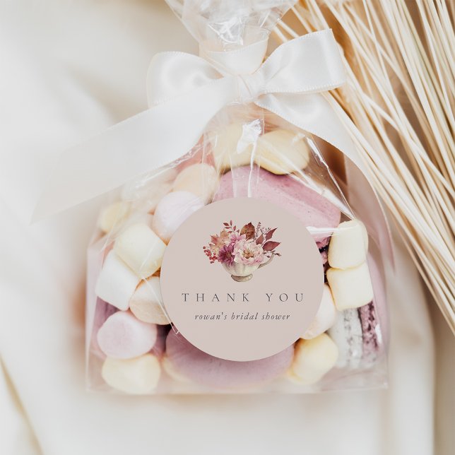 Pegatina Redonda Favor de té para la despedida de soltera Otoño Hoj (Subido por el creador)