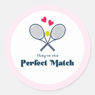 Pegatina Redonda Favor de tenis elegante para pareja perfecta