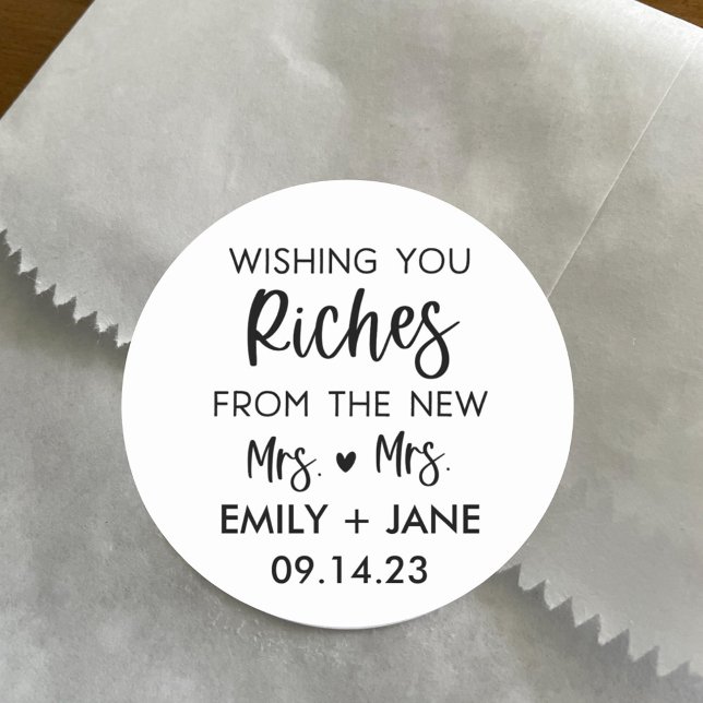 Pegatina Redonda Favor del billete para Boda LGBTQ personalizado (Subido por el creador)