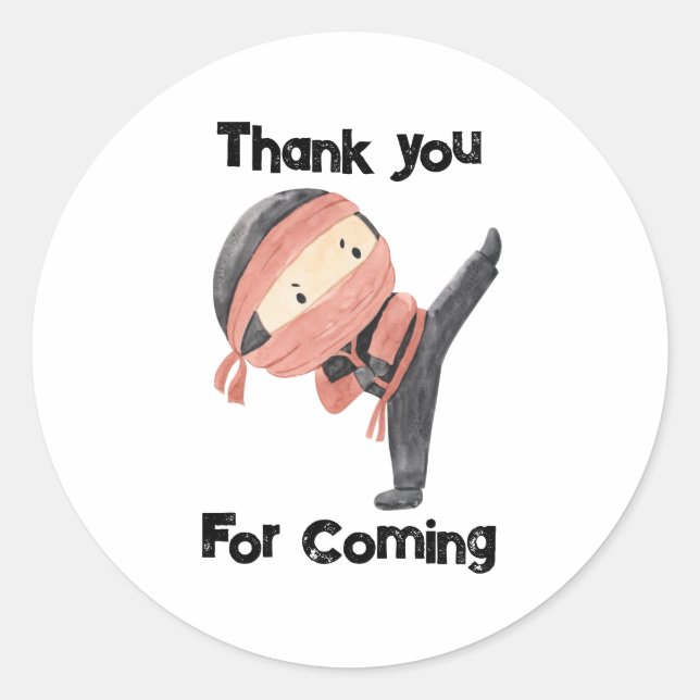 Pegatina Redonda Favor del cumpleaños de los niños guerreros de Nin (Anverso)