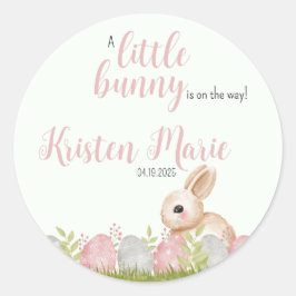 Pegatina Redonda Favor del partido Baby Shower de los conejitos de 