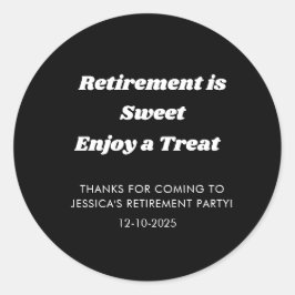 Pegatina Redonda Favor del partido Mínimo de Jubilación Negra Perso