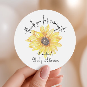 Pegatina Redonda Favor floral de agradecimiento para baby shower de