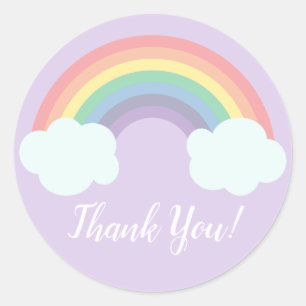 Pegatina Redonda Favor mágico del cumpleaños arcoiris