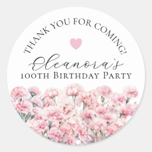Pegatina Redonda Favor personalizado para cumpleaños número 100 en 