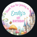 Pegatina Redonda Favor Princess Fairy Daughter Birthday Fairycore<br><div class="desc">Whimsical Fairy Princess Birthday Party,  tema del evento.</div>