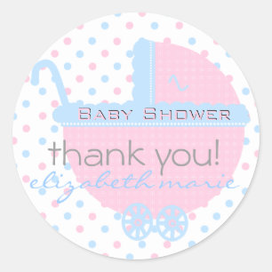 Pegatina Redonda Favor rosa y azul-Baby Shower