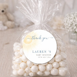 Pegatina Redonda Favor Simple para Baby Shower de Niño con el tema 