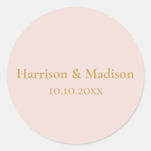Pegatina Redonda Favoritos de boda personalizados de monograma rosa