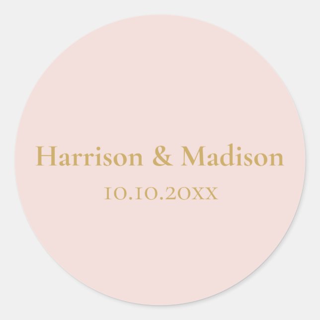 Pegatina Redonda Favoritos de boda personalizados de monograma rosa (Anverso)