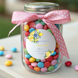 Pegatina Redonda Favoritos de citrus caseros Limoncello Lemon Weddi