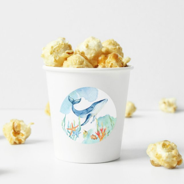 Pegatina Redonda Favoritos de fiesta de ballenas bajo el mar (Subido por el creador)