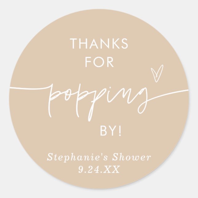 Pegatina Redonda Favoritos de Palomitas de Maíz Boho, Gracias por P (Anverso)