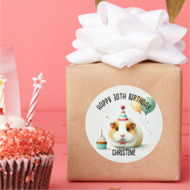 Pegatina Redonda Favoritos del partido de cumpleaños de cerdo de Gu