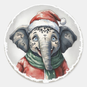 Pegatina Redonda Favoritos divertidos de los Navidades de animales