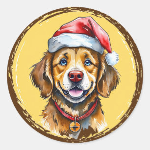 Pegatina Redonda Favoritos divertidos de los Navidades de animales