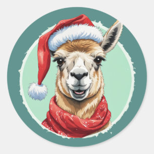 Pegatina Redonda Favoritos divertidos de los Navidades de animales
