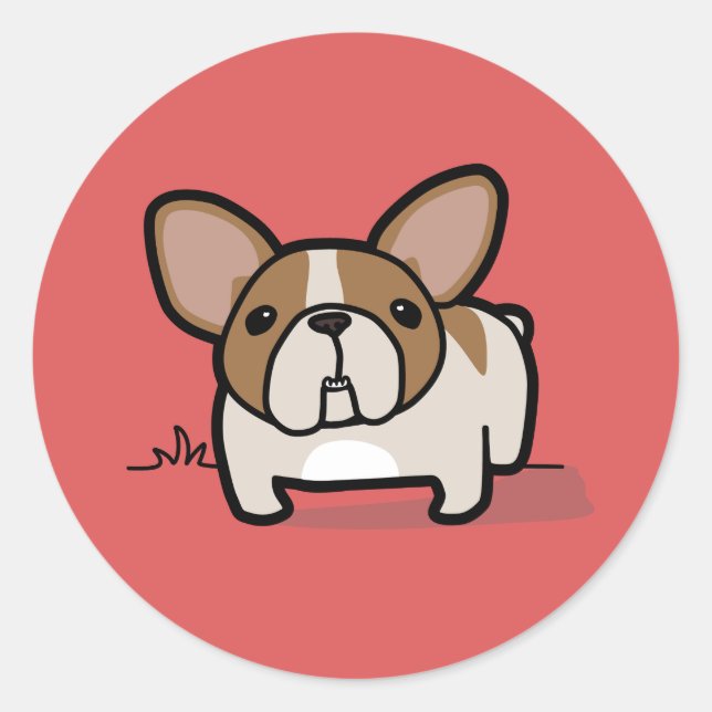 Pegatina Redonda Fawn Pied Frenchie (Anverso)