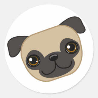 Pegatina Redonda Fawn Pug