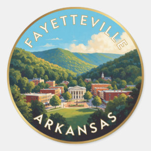 Pegatina Redonda Fayetteville Arkansas Viajes por el Centro