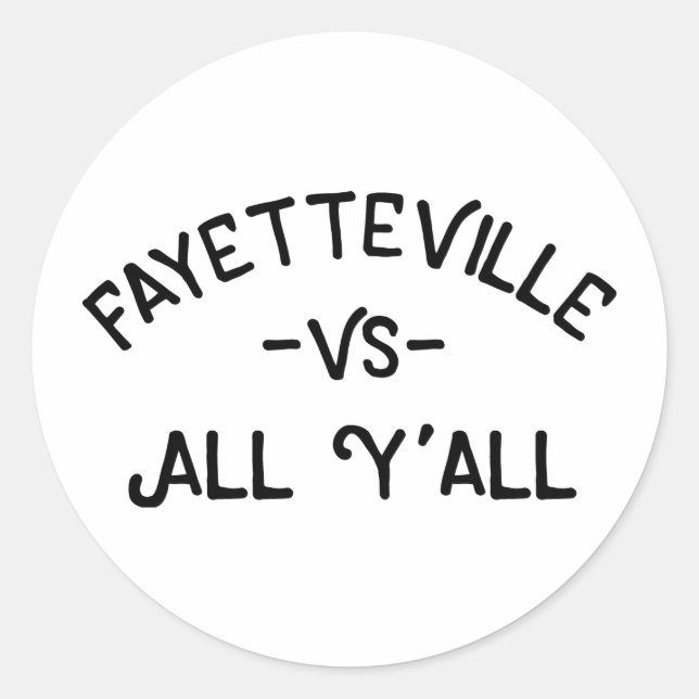 Pegatina Redonda Fayetteville VS All Yall, Arkansas (Anverso)