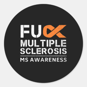 Pegatina Redonda Fck Esclerosis Múltiple Ms Awareness Support Ribbo