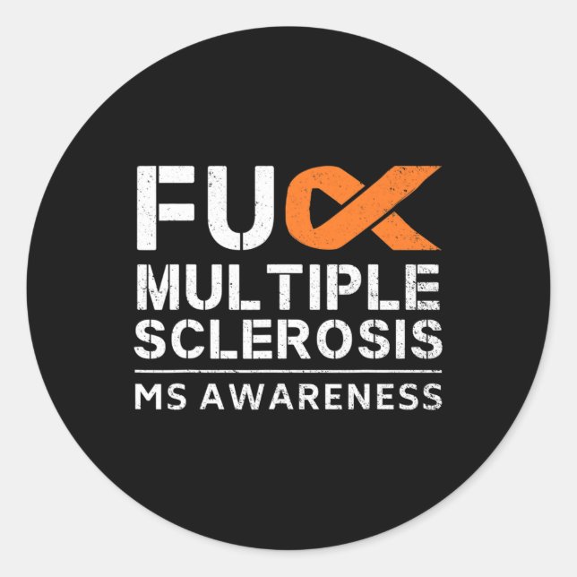 Pegatina Redonda Fck Esclerosis Múltiple Ms Awareness Support Ribbo (Anverso)