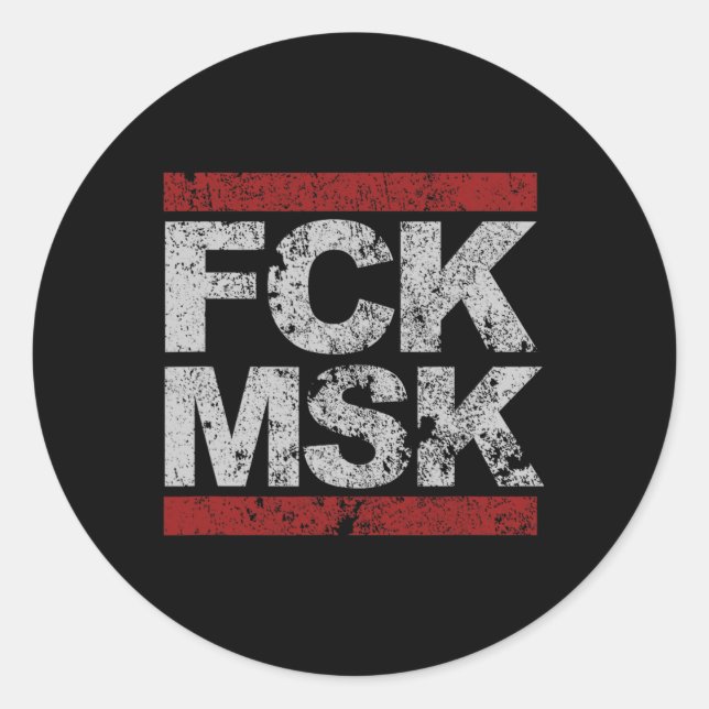 Pegatina Redonda Fck Msk angustiado (Anverso)