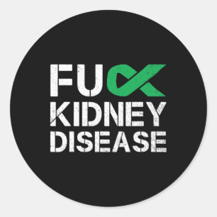 Pegatina Redonda Fck Riñón Disease Awareness Mono Cinta Verde Su