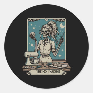 Pegatina Redonda Fcs Teacheton Skeleton Halloween Familia Y Consumi