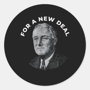 Pegatina Redonda Fdr New Deal Demócrata Franklin Delano Roosevelt N
