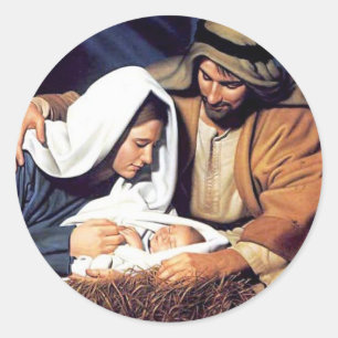 Pegatina Redonda fe bíblica Jesucristo oración inspiradora