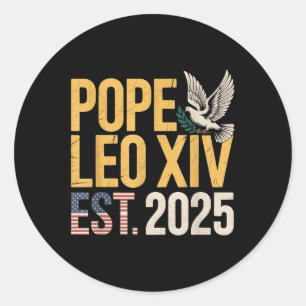 Pegatina Redonda Fe cristiana del Papa estadounidense Leo Iglesia C