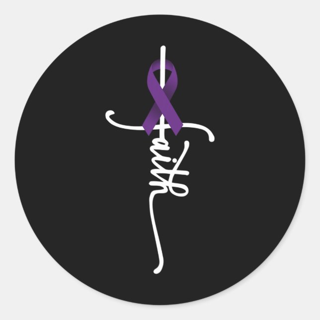 Pegatina Redonda Fe del Cáncer Pancreático Avisos del Cáncer Pancre (Anverso)